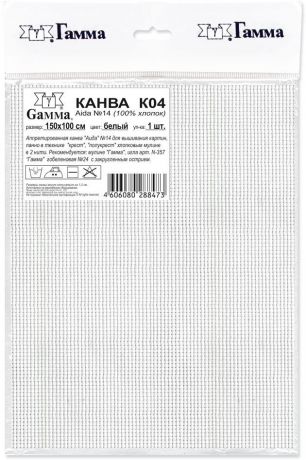 Канва для вышивания Gamma "Aida 14", цвет: белый, 150 х 100 см
