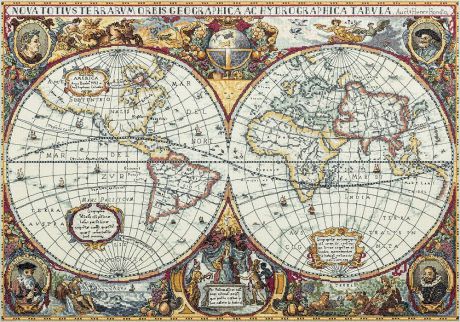 Набор для вышивания крестом Panna "Географическая карта мира", 63,5 x 44,5 см