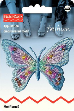 Термоаппликация Prym "Бабочка", с бусинами, цвет: голубой