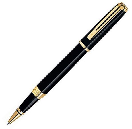 Ручка роллер Waterman Slim Black GT, цвет чернил: черный