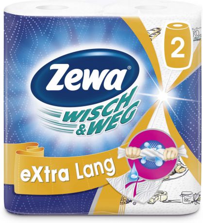 Полотенца бумажные Zewa "Wisch & Weg", с рисунком, двухслойные, 2 рулона