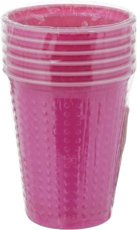 Набор одноразовых стаканов Buffet "Biсolor", цвет: фуксия, розовый, 200 мл, 6 шт