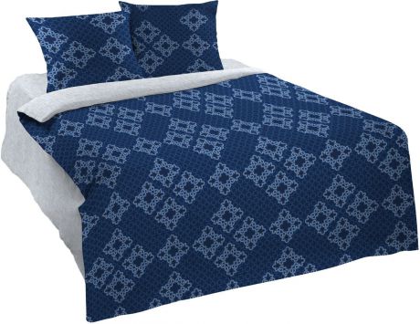 Комплект постельного белья Павлина "Простые вещи", евро, наволочки 70x70, цвет: синий