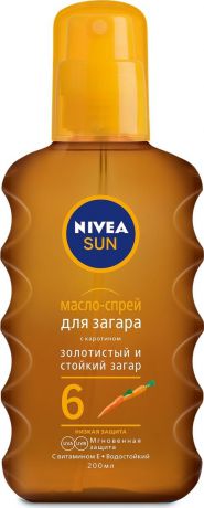 Масло-спрей для загара Nivea, СЗФ 6, 200 мл