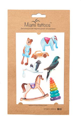 Miami Tattoos Акварельные переводные тату Miami Tattoos "Toys" 1 лист 10 см х 15 см