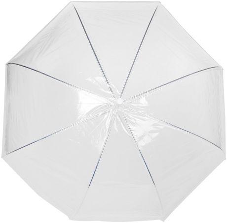 Зонт женский Эврика, трость, цвет: прозрачный, белый. 94861