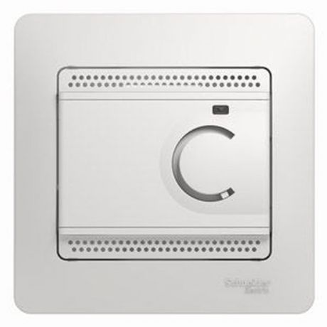 Термостат теплого пола Schneider Electric "Glossa", с датчиком, 10A, цвет: белый, в сборе. SE GSL000138