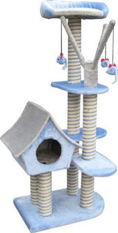 Игровая площадка для кошек Fauna Sagrada, четырехуровневая, голубой