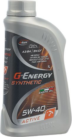 Моторное масло G-Energy Synthetic Active, 253142409, синтетическое, 5W-40, API SN/CF, ACEA A3/B4, 1 л