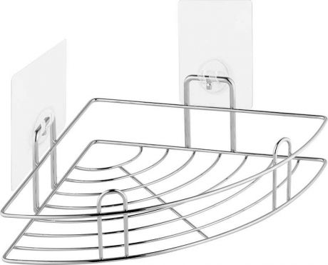Полка для ванной комнаты Kleber Lite, угловая, на силиконовом креплении, KLE-LT001, серебристый