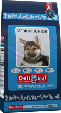 Корм сухой Delimeal Essentials Medium Junior, с мясом курицы, для щенков средних пород, 3 кг