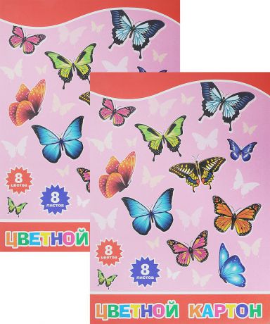 Набор цветного картона Action! Бабочки, ACC-8/8E/7/2, 8 листов, 2 шт