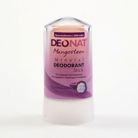 Дезодорант ДеоНат Кристалл натуральный, минеральный, твёрдый (на основе аммонийных квасцов) с соком растения мангостин, 60 гр.