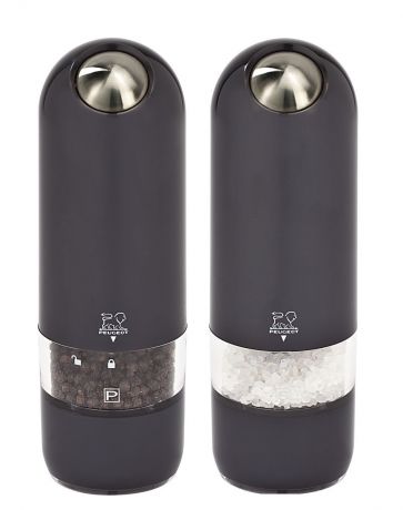 Набор электрических мельниц для соли и перца Peugeot "Alaska Duo", цвет: мокрый асфальт, высота 17 см, 2 шт