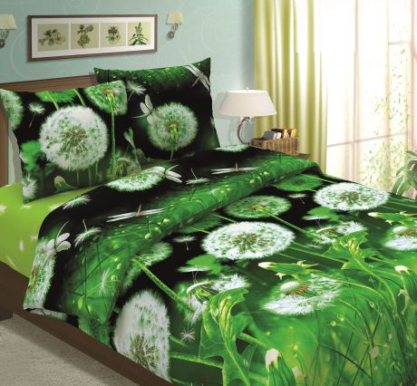 Комплект постельного белья ТК Традиция Одуванчик, зеленый