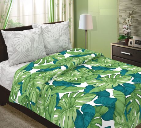 Комплект постельного белья ТК Традиция Монстера, зеленый