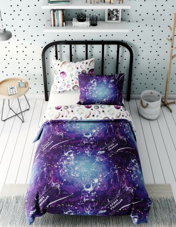 Комплект в кроватку Космос, фиолетовый, белый