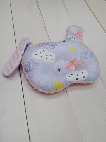 Детская подушка SISTERS CARE Подушка для новороденных "Зайка", светло-серый, розовый