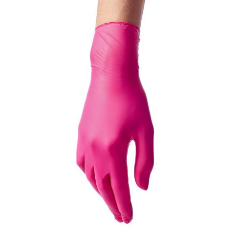 Перчатки хозяйственные Benovy фуксия, L, нитриловые, 50 пар, розовый