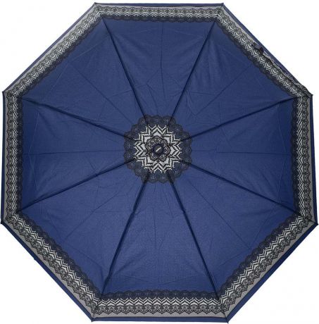 Зонт женский Doppler, 3 сложения, полный автомат, цвет: синий. 744146526 9