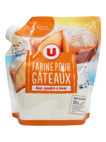 Пшеничная мука U Мука для кексов с разрыхлителем премиальной категории (тип 45) в пластиковой упаковке, 750 г., Франция