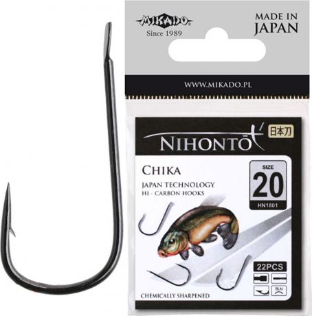 Крючок Mikado Nihonto-Chika, с лопаткой № 16 BN, hn1801_16bn-000-00, серебристый, 21 шт