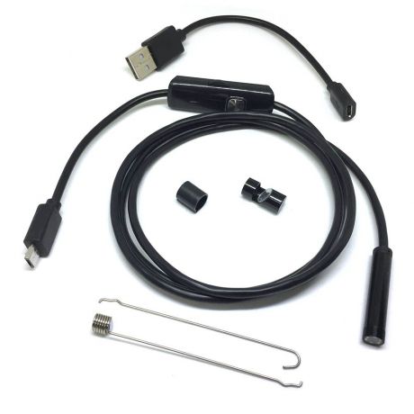 Эндоскоп Espada ENDSC1M, Водонепроницаемый ip67 USB/Micro USB 1 метр, с подсветкой (совместим с ПК/ноутбуками, а так же смартфонами, черный