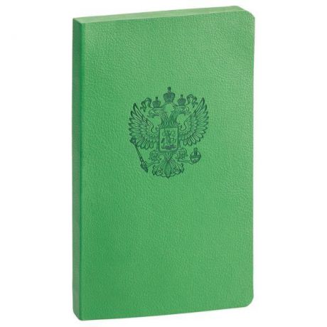 Записная книжка HATBER с обложкой из экокожи Зеленый "Россия", 128 листов, формат A5, 128