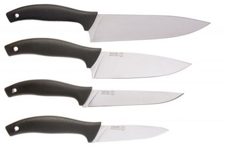 Набор кухонных ножей Кизляр Набор "Квартет", серый металлик, черный
