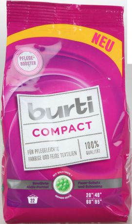 Стиральный порошок Burti Compact для цветного и тонкого белья без фосфатов, 120908, 1,1 кг