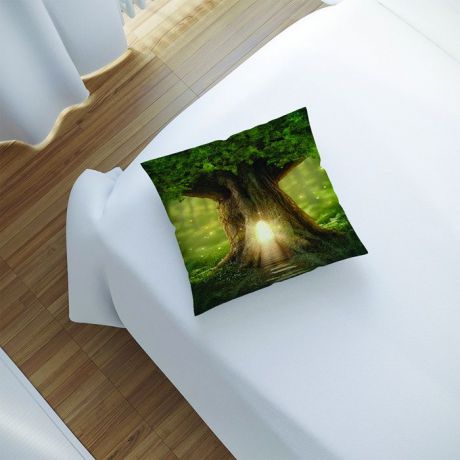 Наволочка декоративная JoyArty "Дом в дереве" на молнии, sl_7620, 45x45 см