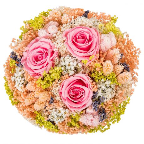 Цветы сухие и стабилизированные Букет Романтика, розовый