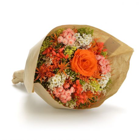 Цветы сухие и стабилизированные Букет Гарден, оранжевый