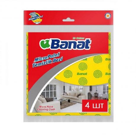 Салфетка Banat для уборки 4 шт, желтый