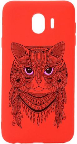 Чехол для сотового телефона GOSSO CASES для Samsung Galaxy J4 (2018) Soft Touch Art Grand Cat Red, красный