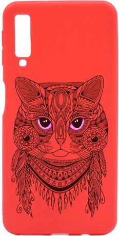 Чехол для сотового телефона GOSSO CASES для Samsung Galaxy A7 (2018) Soft Touch Art Grand Cat Red, красный