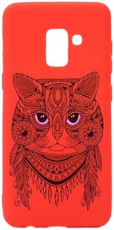Чехол для сотового телефона GOSSO CASES для Samsung Galaxy A8 (2018) Soft Touch Art Grand Cat Red, красный