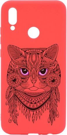 Чехол для сотового телефона GOSSO CASES для Huawei P smart 2019 Soft Touch Art Grand Cat Red, красный