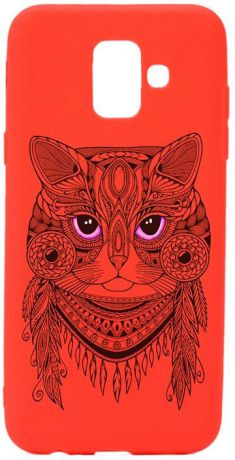 Чехол для сотового телефона GOSSO CASES для Samsung Galaxy A6 (2018) Soft Touch Art Grand Cat Red, красный