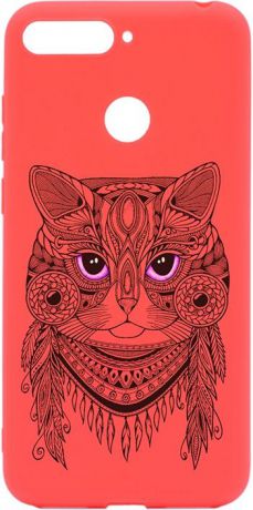 Чехол для сотового телефона GOSSO CASES для Honor 7C Soft Touch Art Grand Cat Red, красный