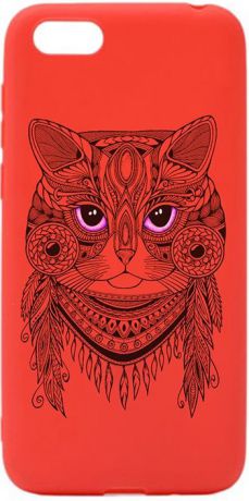 Чехол для сотового телефона GOSSO CASES для Honor 7A Soft Touch Art Grand Cat Red, красный