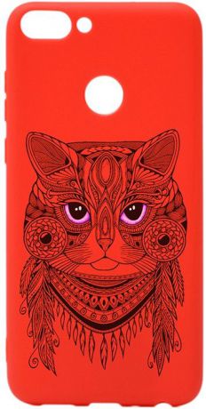 Чехол для сотового телефона GOSSO CASES для Huawei P smart Soft Touch Art Grand Cat Red, красный