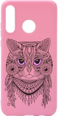 Чехол для сотового телефона GOSSO CASES для Huawei P30 Lite Soft Touch Art Grand Cat Pink, розовый