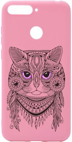 Чехол для сотового телефона GOSSO CASES для Honor 7C Soft Touch Art Grand Cat Pink, розовый