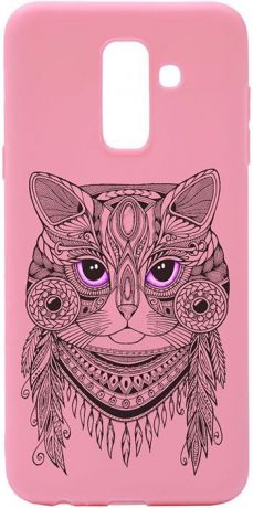 Чехол для сотового телефона GOSSO CASES для Samsung Galaxy A6+ (2018) Soft Touch Art Grand Cat Pink, розовый
