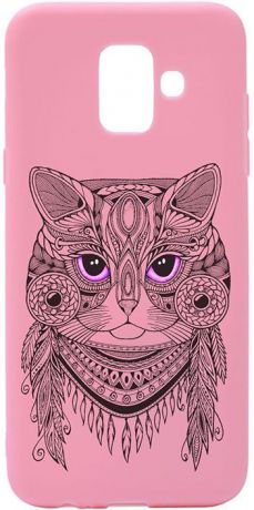 Чехол для сотового телефона GOSSO CASES для Samsung Galaxy A6 (2018) Soft Touch Art Grand Cat Pink, розовый