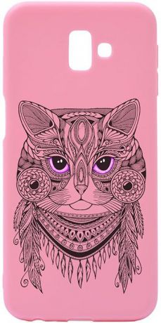 Чехол для сотового телефона GOSSO CASES для Samsung Galaxy J6+ Soft Touch Art Grand Cat Pink, розовый