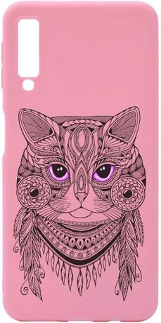 Чехол для сотового телефона GOSSO CASES для Samsung Galaxy A7 (2018) Soft Touch Art Grand Cat Pink, розовый