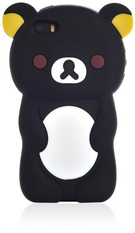 Чехол для сотового телефона iNeez накладка силикон медведь black для Apple iPhone 5/5S/SE, черный