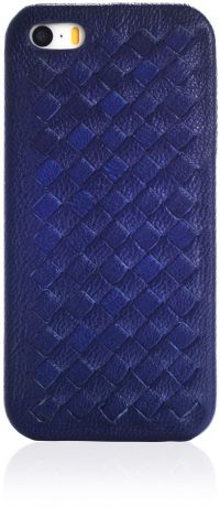 Чехол для сотового телефона Gurdini Cxez накладка плетенка кожа 1 сорт для Apple iPhone 5/5S/SE, темно-синий